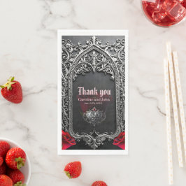 Eleganter gotischer Hochzeitsrosenrahmen Serviette