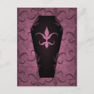 Eleganter gotischer Sarg, lila Mauve Halloween Postkarte