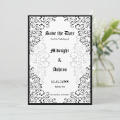 Eleganter Gotischer Verzierter Rahmen Save the Dat Date (Stehend Vorderseite)