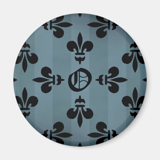 Eleganter gotischer viktorianischer Fleur de lys m Magnet (Vorne)