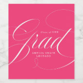 Eleganter Grad Kalligrafie Hot Pink Abschluss Weinetikett (Einzelnes Label)