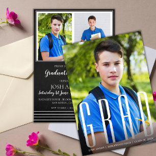 Eleganter GRAD Typografie Multi-Foto-Abschluss Einladung
