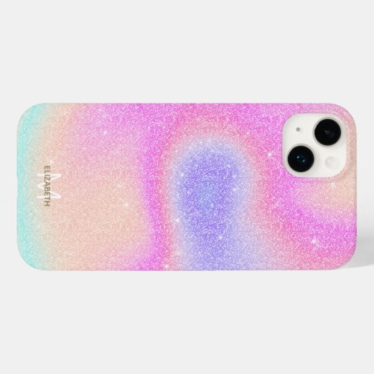 Eleganter Gradient Glitzer Swirl Holographic Case-Mate iPhone Hülle (Rückseite (Horizontal))