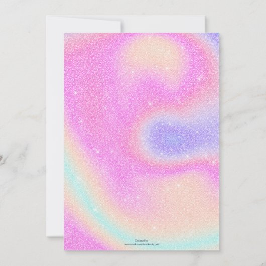 Eleganter Gradient Glitzer Swirl Holographic Einladung (Rückseite)