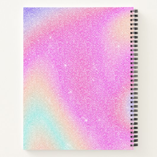 Eleganter Gradient Glitzer Swirl Holographic Notizblock (Rückseite)