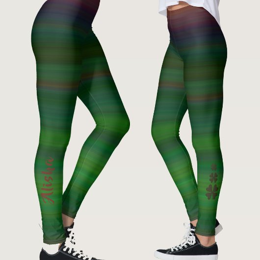 Eleganter Gradient Green Kleeblatt Personalisierte Leggings