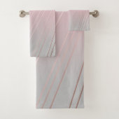 Eleganter Gradient rosa Graumuster Rose Gold Badhandtuch Set (Insitu)