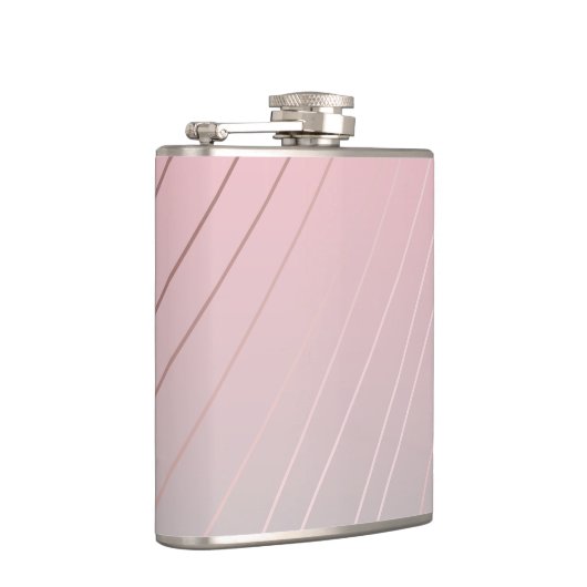 Eleganter Gradient rosa Graumuster Rose Gold Flachmann (Rechts)