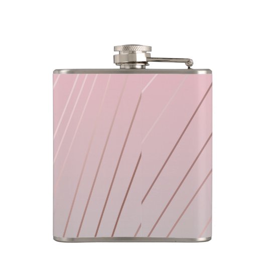 Eleganter Gradient rosa Graumuster Rose Gold Flachmann (Rückseite)