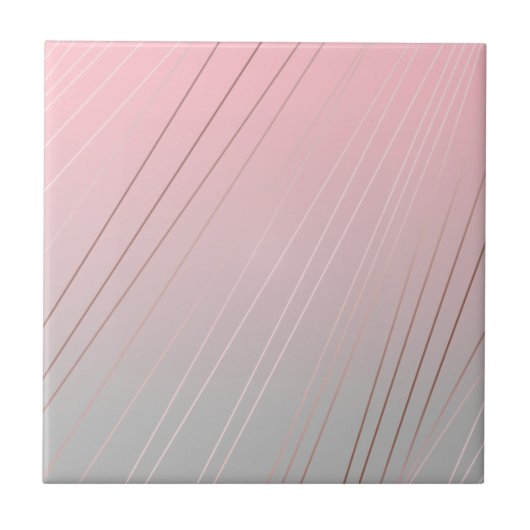 Eleganter Gradient rosa Graumuster Rose Gold Fliese (Vorderseite)