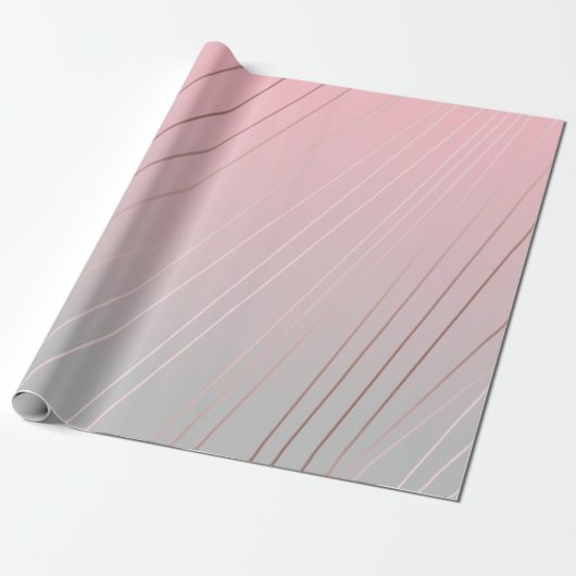 Eleganter Gradient rosa Graumuster Rose Gold Geschenkpapier (Ungerollt)