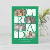 Eleganter Graduate 5-Foto Kelly Green Abschluss Ankündigung (Stehend Vorderseite)