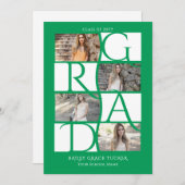 Eleganter Graduate 5-Foto Kelly Green Abschluss Ankündigung (Vorne/Hinten)