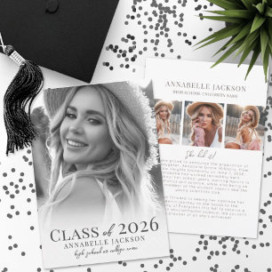 Eleganter Graduate Black & White Foto Abschluss Ankündigung