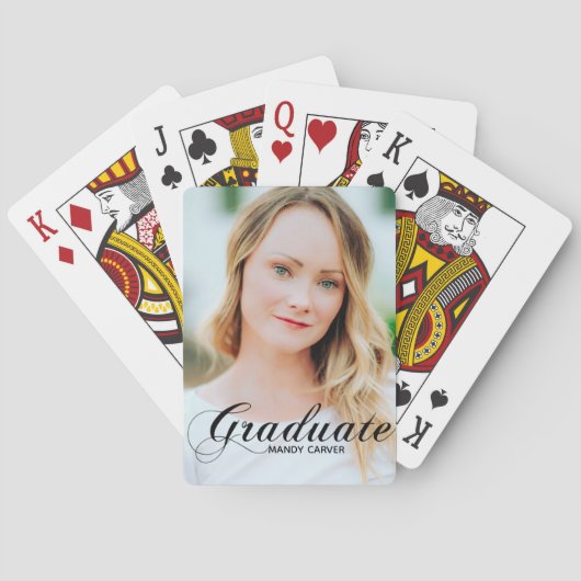 Eleganter Graduate Foto Personalisierter Abschluss Spielkarten (Rückseite)
