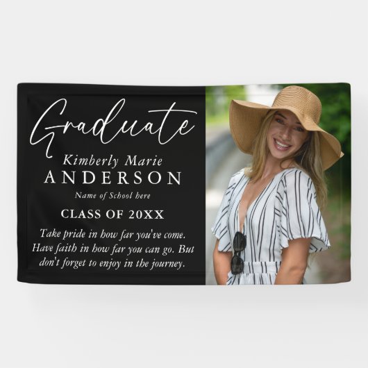 Eleganter Graduate Foto & Quote Abschluss Banner (Horizontal)