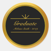 Eleganter Graduate Gold & Black Sticker (Vorderseite)