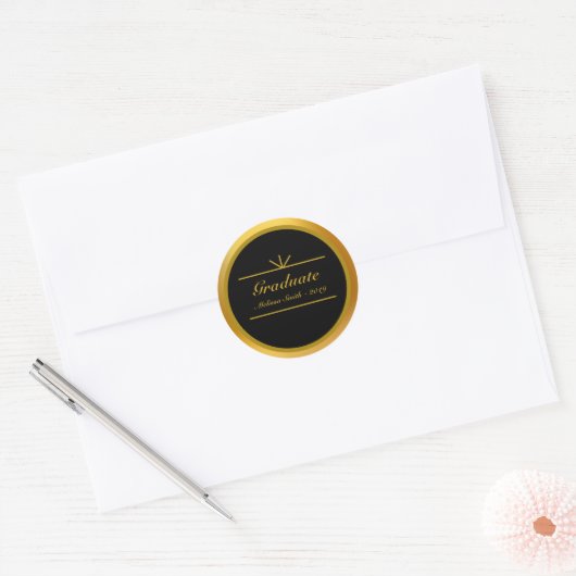 Eleganter Graduate Gold & Black Sticker (Umschlag)