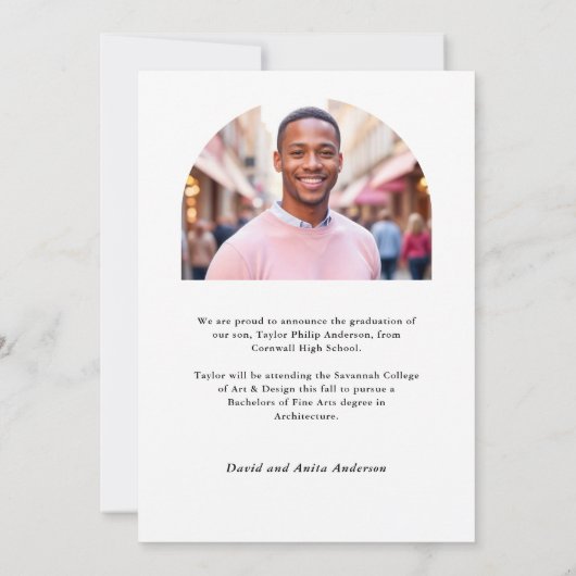 Eleganter Graduate Modern Arch 2-Foto Abschluss Ankündigung (Rückseite)