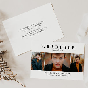 Eleganter Graduate Modern Simple 3 Foto Abschluss Ankündigung