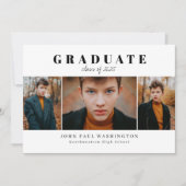 Eleganter Graduate Modern Simple 3 Foto Abschluss Ankündigung (Vorderseite)