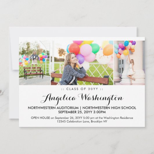 Eleganter Graduate Modernes Skript 4 Foto Abschlus Ankündigung (Rückseite)