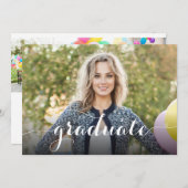 Eleganter Graduate Modernes Skript 4 Foto Abschlus Ankündigung (Vorne/Hinten)