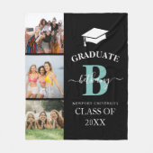 Eleganter Graduate Monogram 3 Foto Abschluss Fleecedecke (Vorderseite)