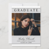 Eleganter Graduate Platinum Gray Foto Abschluss Einladung (Vorderseite)
