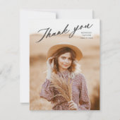 Eleganter Graduate Script Foto Abschluss Dankeskarte (Vorderseite)