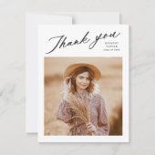 Eleganter Graduate Script Foto Abschluss Dankeskarte (Vorderseite)