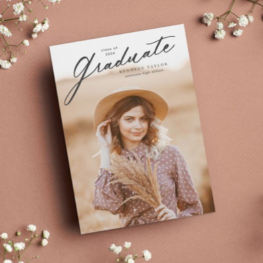 Eleganter Graduate Script Foto Abschluss Einladung
