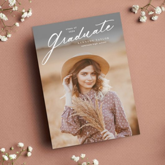 Eleganter Graduate Script Foto Abschluss Einladung