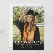 Eleganter Graduate Simple Foto Abschluss Ankündigung (Vorderseite)
