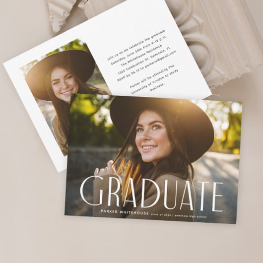 Eleganter Graduate Typografy Foto Abschluss Einladung