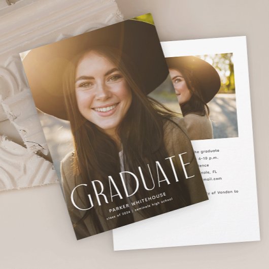 Eleganter Graduate Typografy Foto Abschluss Einladung