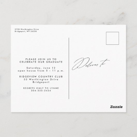 Eleganter Graduiertenschüler, einfach ein Foto Abs Postkarte (Rückseite)