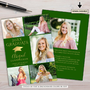Eleganter graduierter grüner Gold-6-Foto-Collage Ankündigung