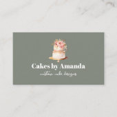 Eleganter Graskuchen mit floraler Torte Visitenkarte (Vorderseite)