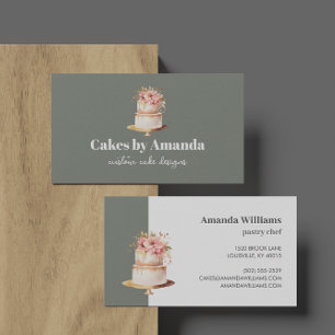 Eleganter Graskuchen mit floraler Torte Visitenkarte