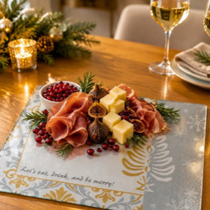 Eleganter Grau-Gold-Baum-Feiertag und Charcuterie Schneidebrett