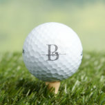 Eleganter, grau-moderner Name für das Monogramm Golfball<br><div class="desc">Moderne Girly Elegant, Trendy White und Silver Gray Monogram Initial Name Feminine Signature Script Golf Balls. Dieses minimalistische schlichte Farbdesign mit Ihrem Vornamen in einer hübschen Hand geschwaschenen Schwanz-Schriftart-Typografie (oder Kalligrafie), monogramm Initialvorlage, in grau und schwarz auf weißem Hintergrund. Einfach zu personalisieren. Grosses personalisiertes Geschenk für Golfliebhaber Geburtstagsparty, Hauswärmung, Hochzeit,...</div>