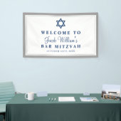 Eleganter Grau und Navy Blue Bar Mitzvah Willkomme Banner (Messeveranstaltung)