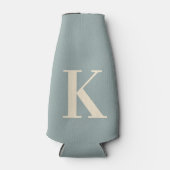 Eleganter Grau-Weiß-Monogramm Flaschenkühler (Vorderseite)