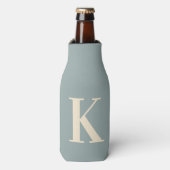 Eleganter Grau-Weiß-Monogramm Flaschenkühler (Flaschenvorderseite)