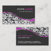 Eleganter, grau-weiße Damaskus mit rosa Akzent-Bus Visitenkarte (Vorne/Hinten)