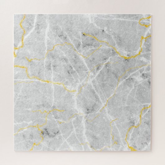 Eleganter, grau-weißer Marmor Abstrakt schwer Puzzle (Horizontal)
