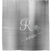 Eleganter Graue Silver Rose, benutzerdefinierter M Duschvorhang (Vorderseite)