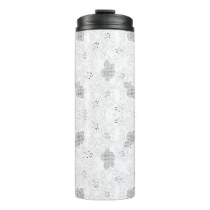 Eleganter grauer Blumen Thermo-Reisebecher Thermosbecher