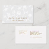 Eleganter Grauer Blumenmuster Schönheitssalon Visitenkarte (Vorne/Hinten)